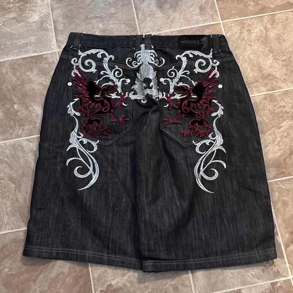 Y2K Affliction esc baggy with embroidery, flawless condition, Size 38x32